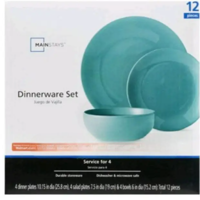 MAINSTAYS DINNER SET (12 PIECES)