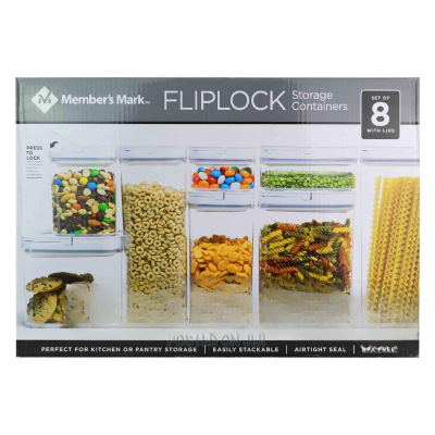 MEMBER’S MARK FLIPLOCK STORAGE CONTAINERS SET OF 8 WITH LIDS
