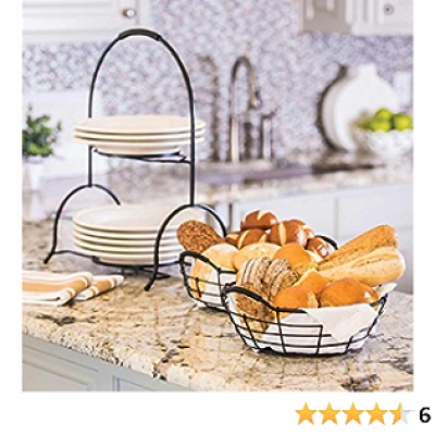 2 TIER BASKET STAND WITH REMOVABLE BASKET