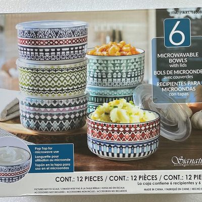 Signature Houseware 6 piece microwavable Bowls with lids