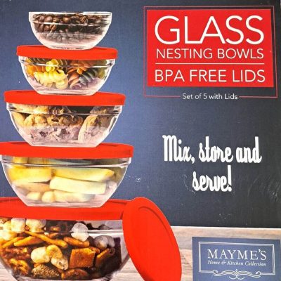 MAYME’S GLASS NESTING BOWLS WITH LIBS SET OF 4