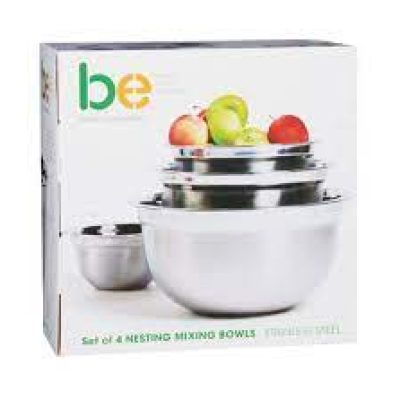 Basic Essentials 4 Piece Stainless Steel Mixing Bowl Set