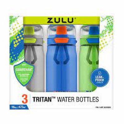 Zulu Tritan Water Bottles 16oz 3 pack