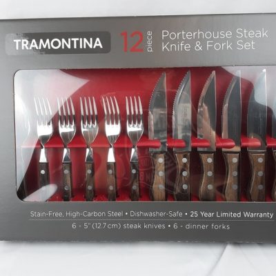 TRAMONTINA PORTERHOUSE STEAK KNIFE AND FORK SET (12 PIECES)