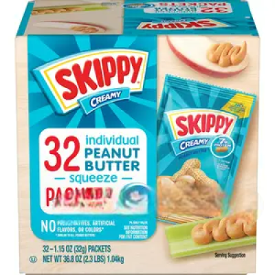 Skippy Creamy Peanut Butter – 32 Squeeze Pack